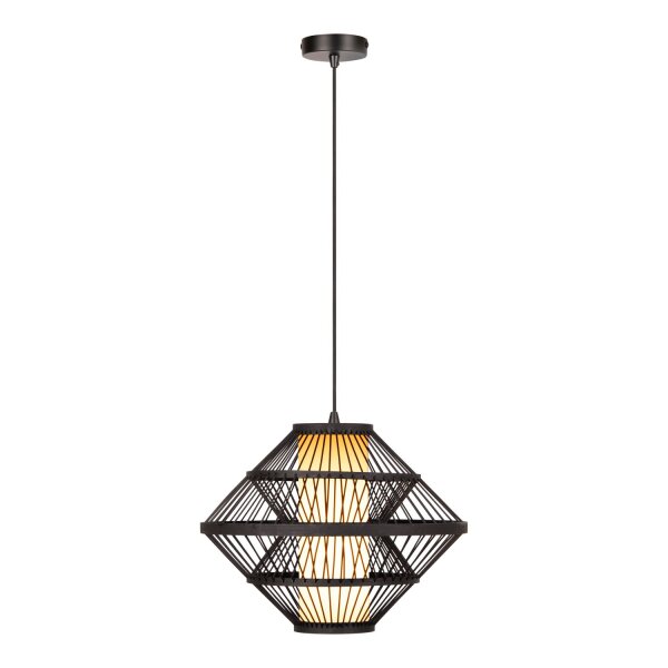 Hängelampe verstellbar Holz Schwarz E27 Ø40 cm