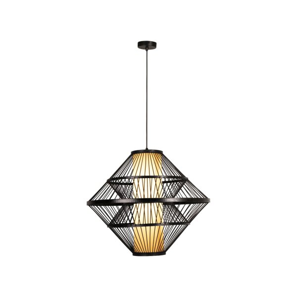 Hängelampe verstellbar Holz Schwarz E27 Ø60 cm