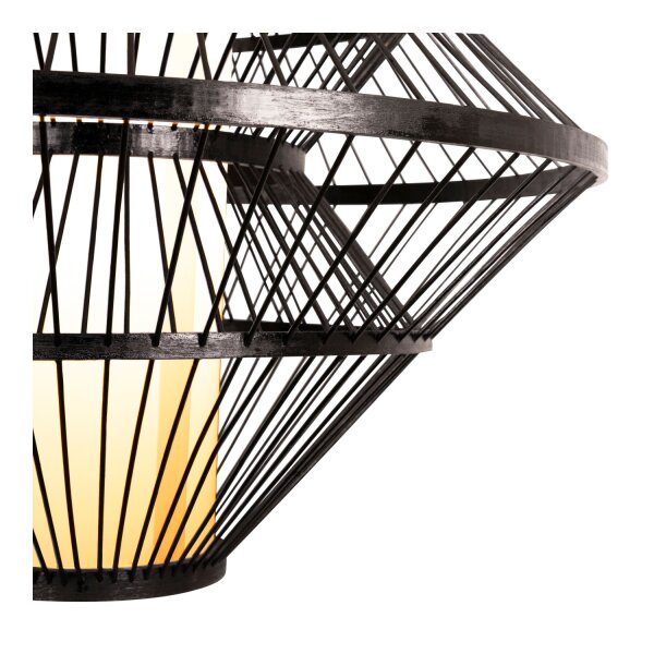 Hängelampe verstellbar Holz Schwarz E27 Ø60 cm