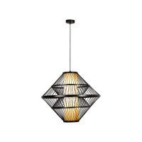 H&auml;ngelampe verstellbar Holz Schwarz E27 &Oslash;60 cm