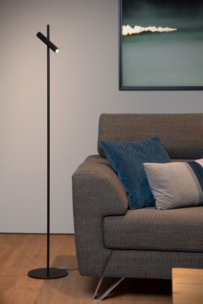 LED Stehlampe schwenkbar Touchdimmer Schwarz 3000K