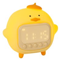 LED Nachtlicht Akku Ente Uhr Wecker Musik 2100K 12 cm