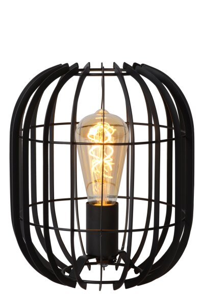 Tischlampe Metall Schwarz E27 H:26 cm modern rund