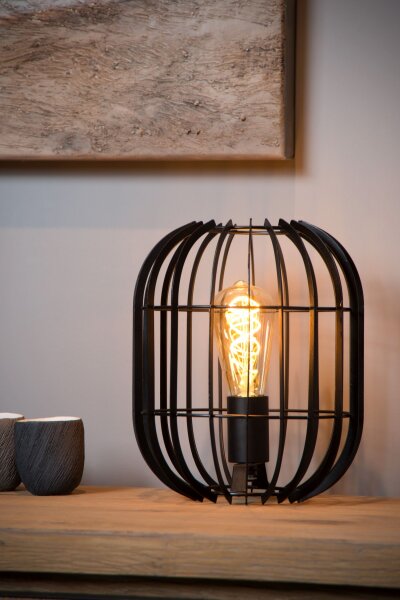 Tischlampe Metall Schwarz E27 H:26 cm modern rund