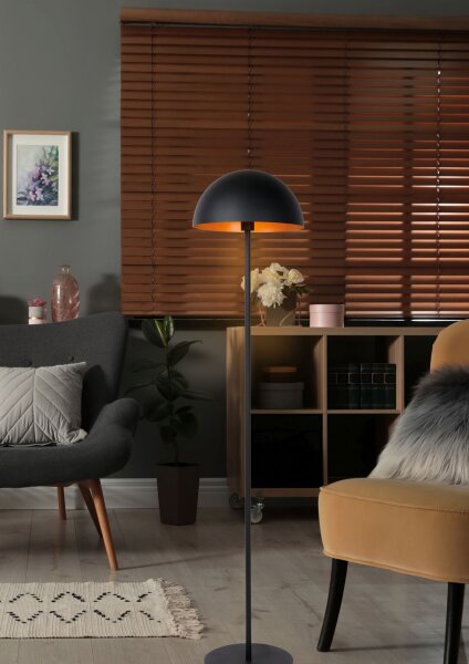 Stehlampe indirekt Stahl Schwarz Pilzlampe E27 160 cm