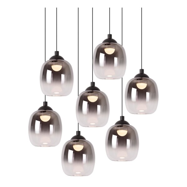 LED Hängelampe Metall Schwarz Rauchglas 3000K L:52 cm