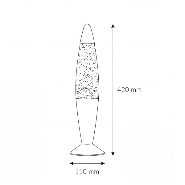 Lavalampe Glitter in Silber Gold 40 cm G9 Retro ROXY