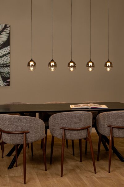 LED Pendelleuchte Metall Schwarz Rauchglas 3000K 127 cm