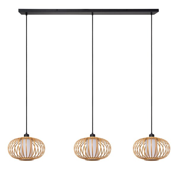 Hängelampe verstellbar Bambus Holz E27 L:141 cm