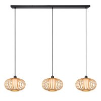 H&auml;ngelampe verstellbar Bambus Holz E27 L:141 cm
