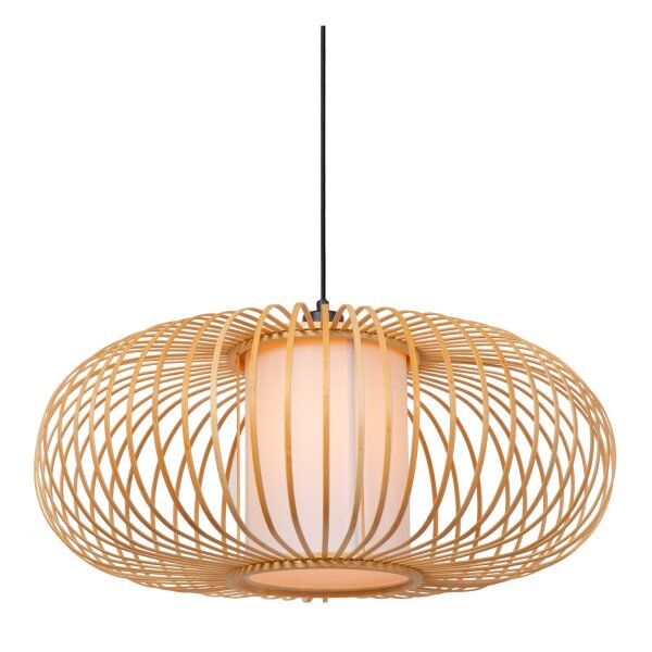 Hängelampe verstellbar Bambus Holz E27 L:84,5 cm rund