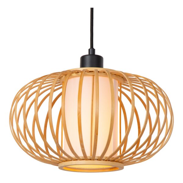 Hängelampe verstellbar Bambus Holz E27 L:84,5 cm rund