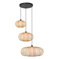 H&auml;ngelampe verstellbar Bambus Holz E27 L:84,5 cm rund