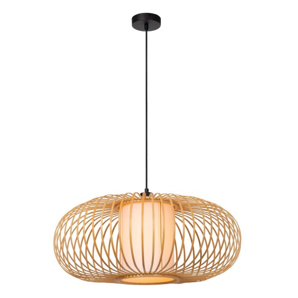 Hängelampe Bambus Holz Schwarz E27 Ø60 cm rund