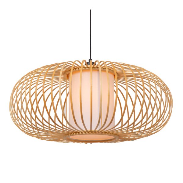 Hängelampe Bambus Holz Schwarz E27 Ø60 cm rund