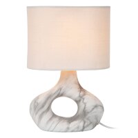 Tischlampe Keramik Stoff Wei&szlig; Marmor E14 H:30 cm
