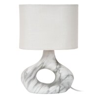 Tischlampe Keramik Stoff Weiß Marmor E14 H:30 cm