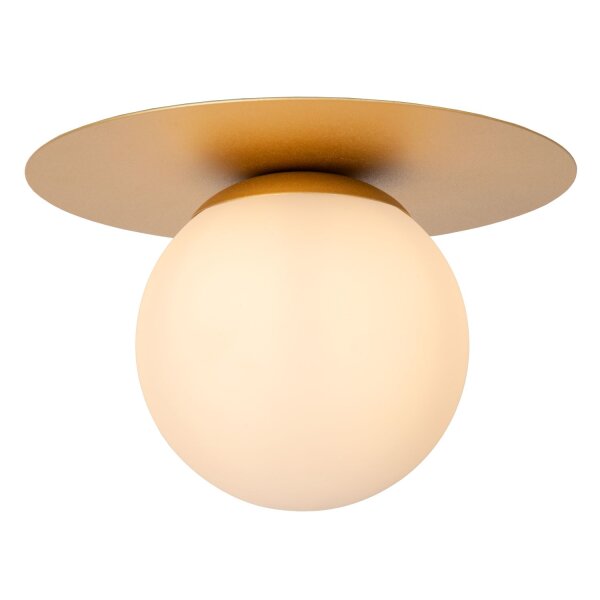 Deckenlampe Glas Gold Weiß Kugel E27 H:17,5 cm