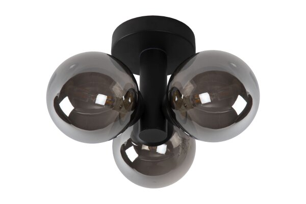 Deckenleuchte Schwarz Rauchglas Kugel G9 IP44 Ø28 cm