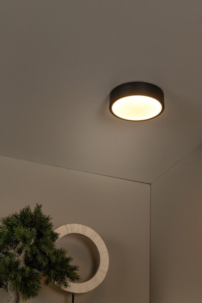 LED Deckenleuchte dimmbar blendarm Schwarz 2700K Ø20 cm