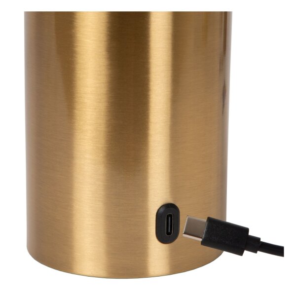 Tischlampe Akku Touchdimmer Messing USB-C E27 H:22,5 cm