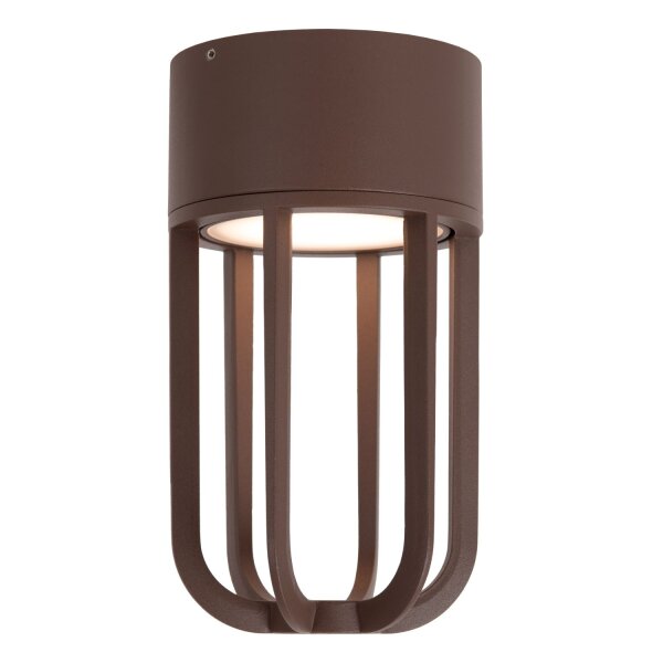 LED Außendeckenleuchte Alu Rostbraun 2700K IP54 Ø10 cm