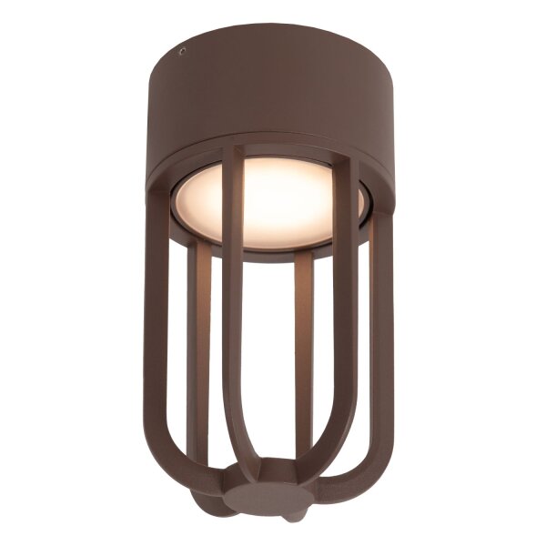 LED Außendeckenleuchte Alu Rostbraun 2700K IP54 Ø10 cm