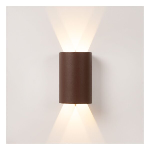 LED Außenwandstrahler Up Down Alu Rostbraun 2700K IP54