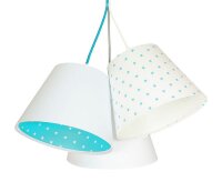 H&auml;ngelampe Wei&szlig; Blau Stoff 3-flmg Kinderzimmer