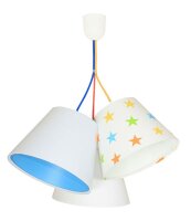 H&auml;ngelampe Wei&szlig; Blau Sterne Kinder Stoff 3-flmg