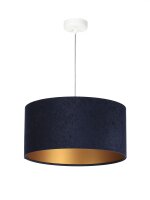 H&auml;ngeleuchte Esstisch Blau Gold Stoff rund Retro