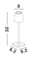 LED Tischleuchte Akku Weiß 30 cm IP54 Touch Dimmer...