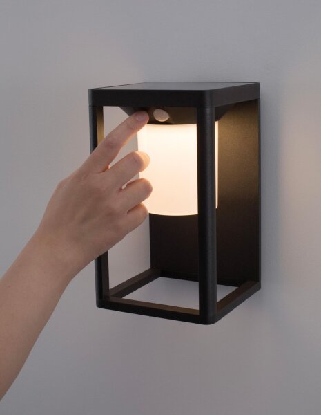 LED Außenwandlampe IP65 Bewegungsmelder 24 cm hoch Anthrazit