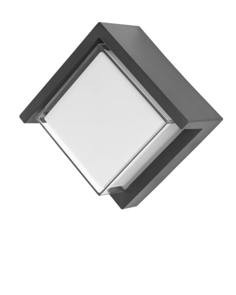 LED Außenwandleuchte IP65 16 cm breit Dunkelgrau Weiß Glas