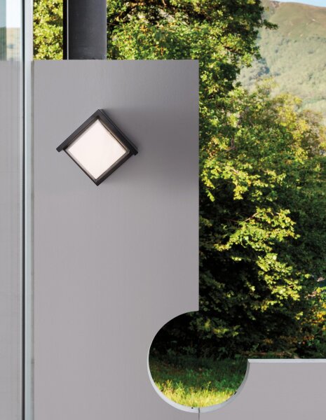 LED Außenwandleuchte IP65 16 cm breit Dunkelgrau Weiß Glas