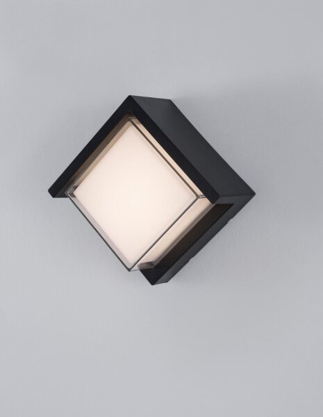LED Außenwandleuchte IP65 16 cm breit Dunkelgrau Weiß Glas