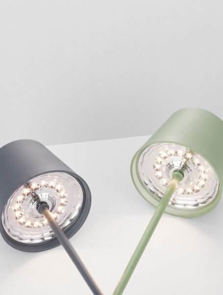 LED Gartenlampe Grau 40 cm hoch IP54 Akku Touch Dimmer