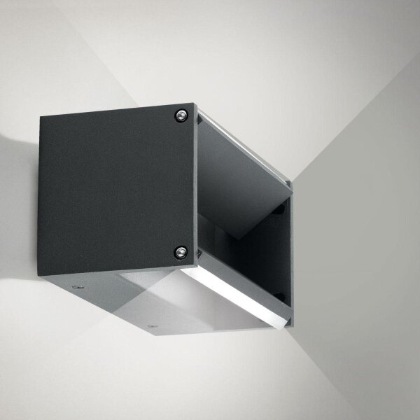 LED Außenwandleuchte schmal IP54 20 cm breit Dunkelgrau