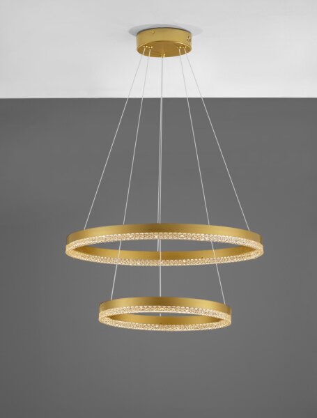 Runde LED Pendelleuchte in Gold Ø 60 cm dimmbar Ring Modern