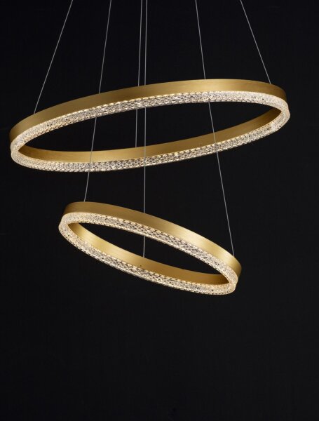 Runde LED Pendelleuchte in Gold Ø 60 cm dimmbar Ring Modern