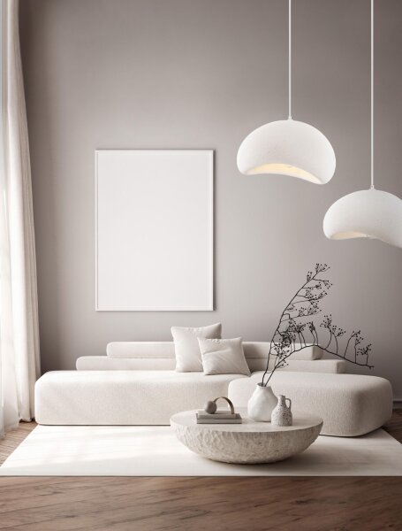 Pendelleuchte E27 50 x 40 cm Weiß höhenverstellbar Retro