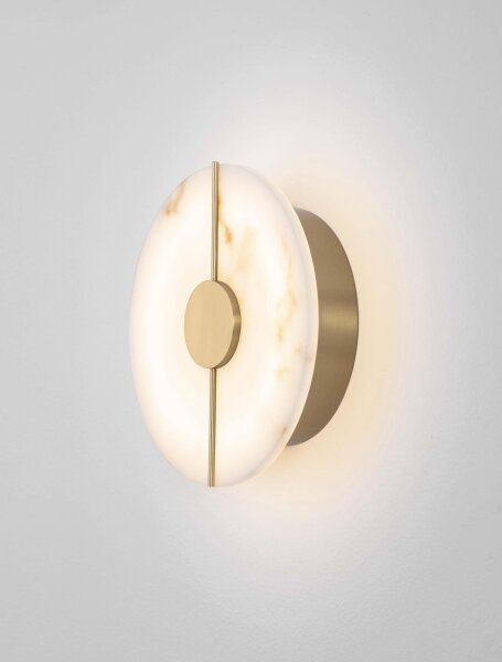 LED Wandlampe rund 20 cm breit in Gold Creme warmweiß Modern