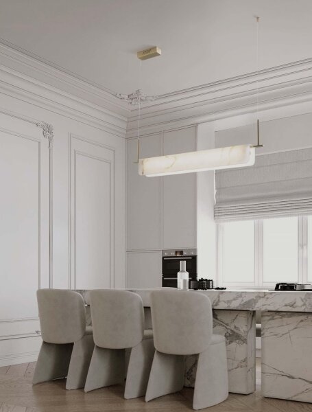 LED Hängelampe in Gold Creme 60 cm lang dimmbar warmweiß