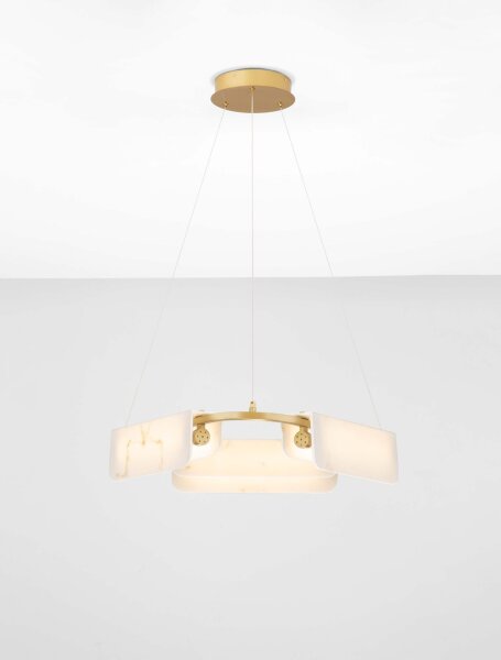 LED Hängeleuchte in Gold Creme Ø 63 cm dimmbar 3 flammig