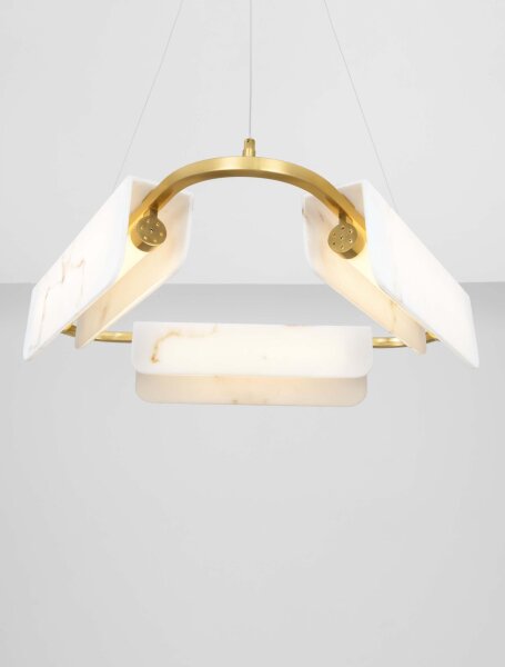 LED Hängeleuchte in Gold Creme Ø 63 cm dimmbar 3 flammig