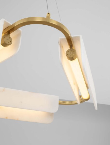LED Hängeleuchte in Gold Creme Ø 63 cm dimmbar 3 flammig
