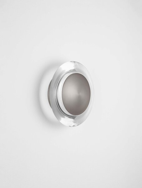 LED Wandleuchte in Nickel 17 cm breit Ring warmweiß Modern