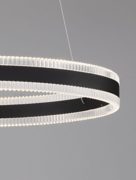 LED Pendelleuchte Ring Ø 60 cm Schwarz dimmbar warmweiß