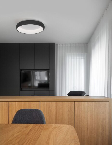 LED Deckenlampe rund Ø 41 cm Schwarz dimmbar warmweiß Modern