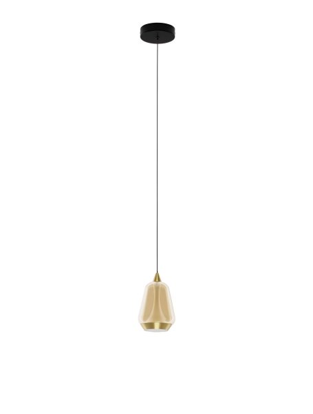LED Pendelleuchte 12 cm breit in Schwarz Gold Glas warmweiß